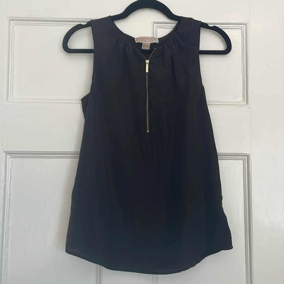 NWOT Michael Kors Black Top With Golden Zipper - XS - Picture 1 of 4